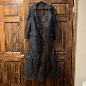 Organza like tie belted duster